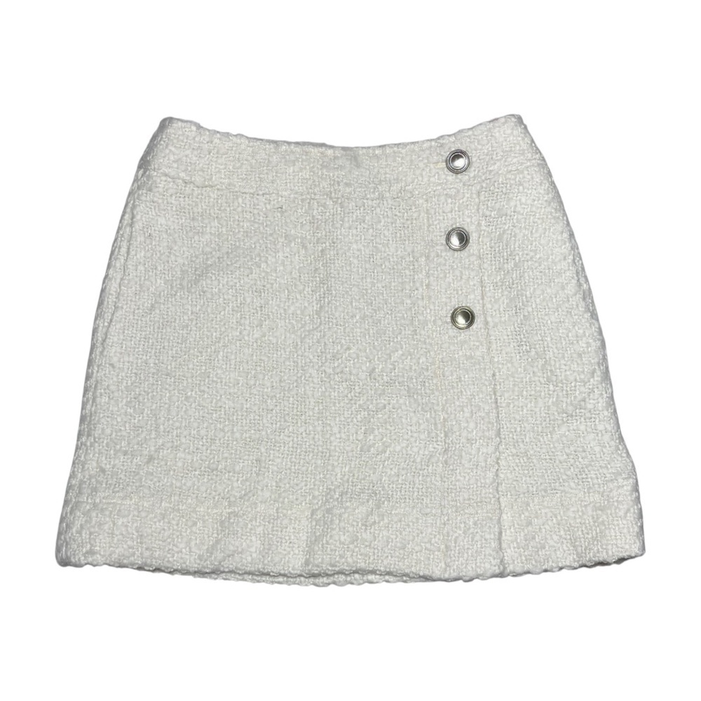 REISS June Short Boucle Skirt Ivory Off-White Size 6, UK 10 Pockets Lined Pencil